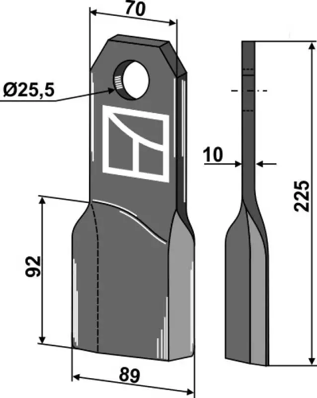 Mulchmesser 225x70mm, linke Ausführung
